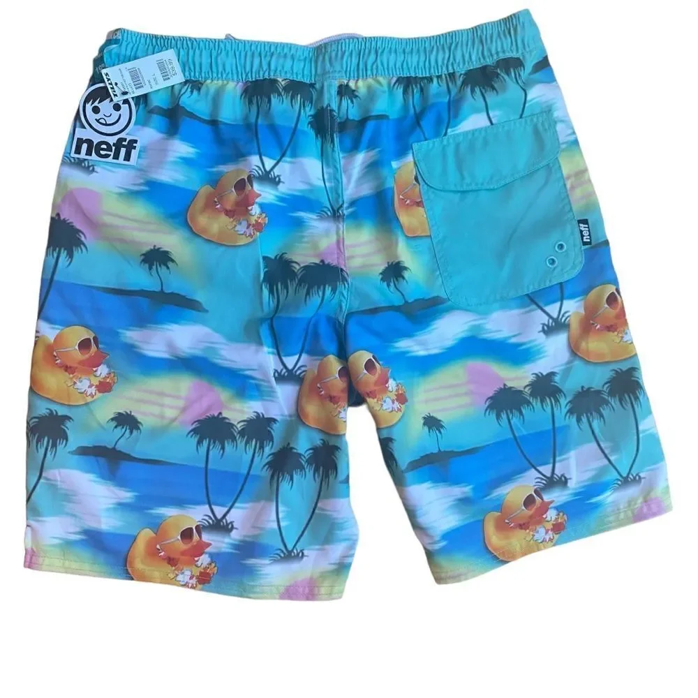Neff Tropical Rubber Ducky Hot Tub Swim Trunks Size Large NWT